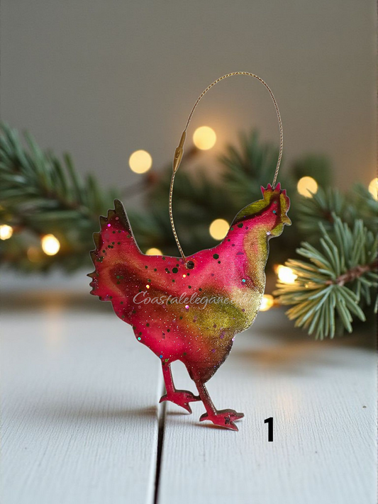 Chicken Handmade Barnyard Farm Bird Christmas Tree Ornaments