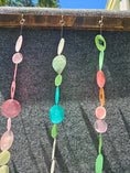 Load image into Gallery viewer, Capiz Shell Strands in Pinks and Greens 72 Inches Bougainvillea featuring a variety of pastel colored capiz shells suspended decoratively on hooks, perfect for enhancing indoor or outdoor spaces.
