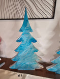 Charger l'image dans la visionneuse de la galerie, Elegant Shimmery Silver Blue Evergreen Wood Christmas Trees, perfect for creating a festive atmosphere during the holiday season.
