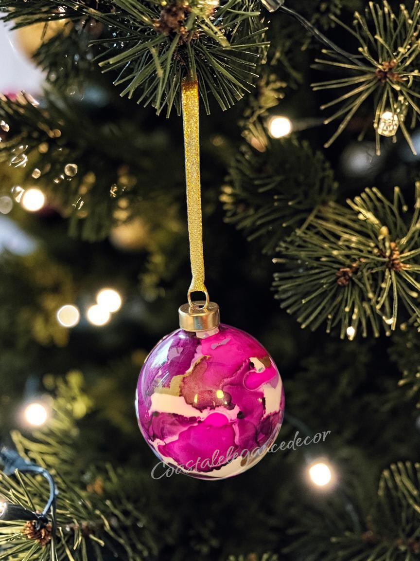 Handcrafted Moss & Forest Green Glass Christmas Ornament