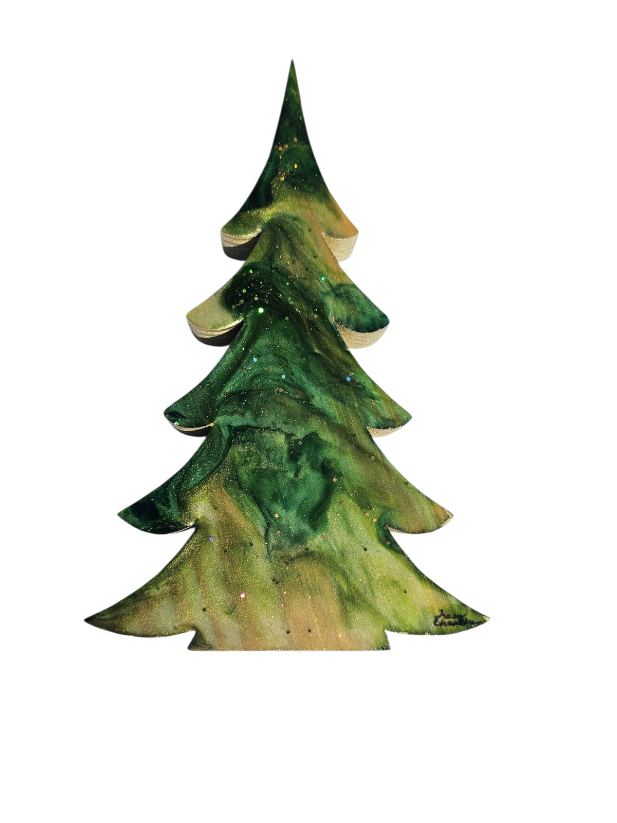 Handcrafted Resin & Wood Holiday Trees (8", 12", & 15") Green