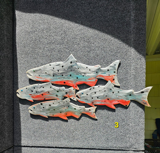 School of Salmon Fish Handmade Resin Wall Wilderness Cabin Decoration Multiple Choices