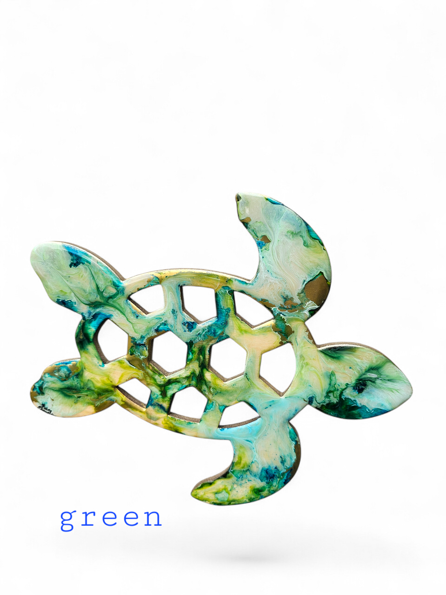 Handcrafted 10" Coastal Polynesian Flower Sea Turtle Wall Art Decor with Vibrant Colors