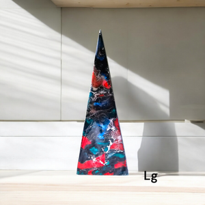 Deep Blue and Red Contemporary Triangle Tabletop Christmas Trees