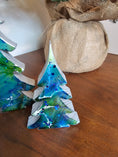 Charger l'image dans la visionneuse de la galerie, Handmade Chunky Wood Christmas Trees with Resin Accents, Holiday Tabletop Decoration, 8" & 5"
