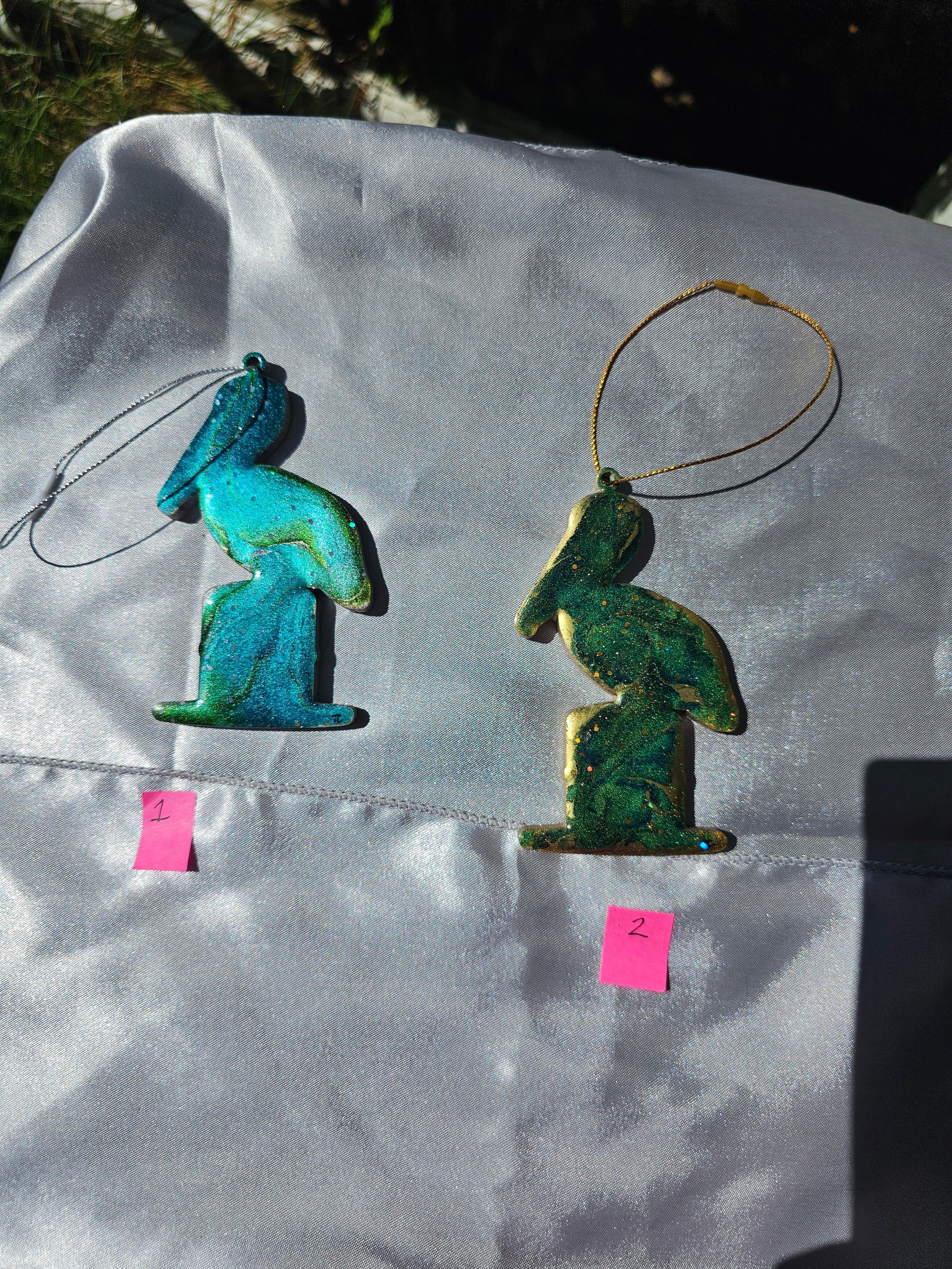 Handmade Coastal Pelican Bird Christmas Ornaments