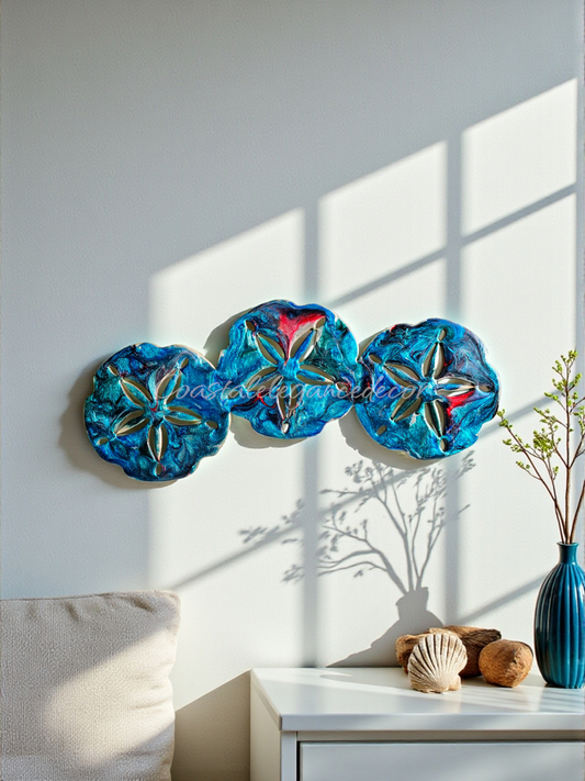 Sand Dollar Trio Wall Beachy Decoration Multiple Color Choices