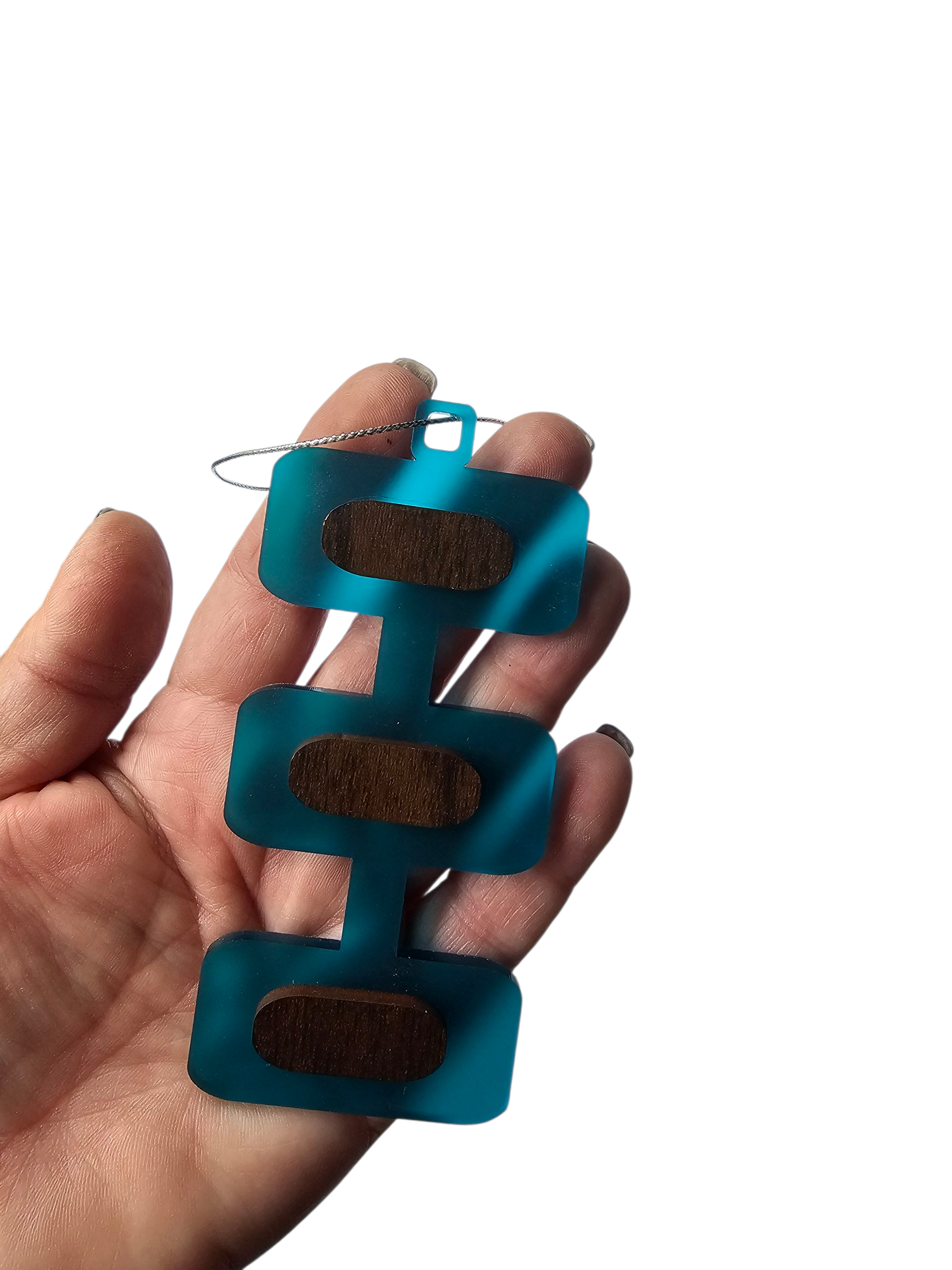 Geometric Shape Retro Mid Century Modern Style Christmas Ornaments 2 Styles Teal