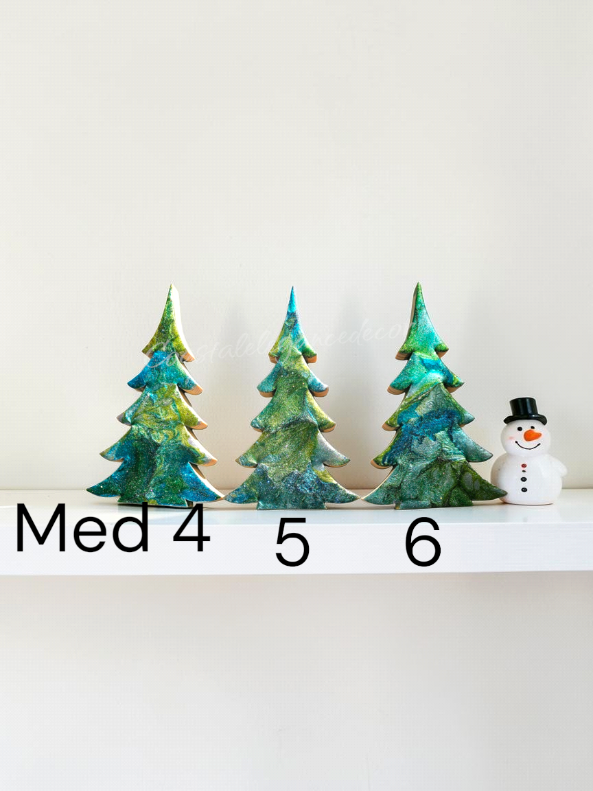 Handcrafted Tabletop Christmas Tree | Luxury Statement Piece | Tealish-Turquoise Blue, Green & Silver