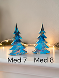 Charger l'image dans la visionneuse de la galerie, Handmade Light Blue, Navy & Gold Resin Wood Trees | Coastal Contemporary Tabletop Decor

