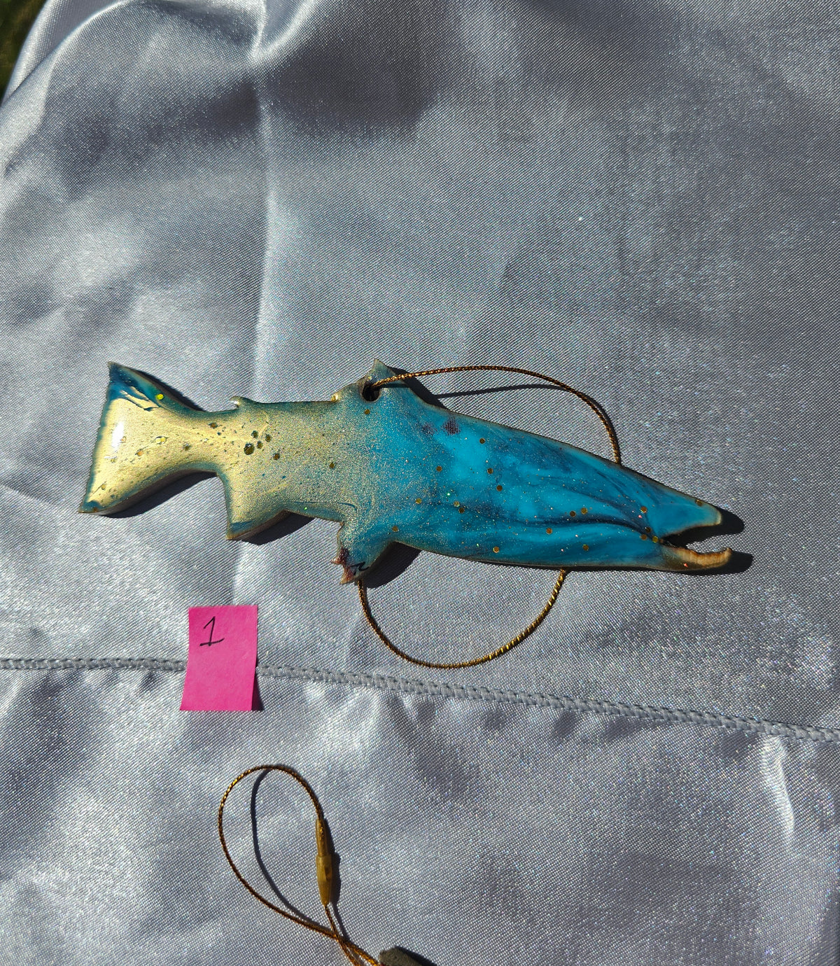 NW Salmon Fish Christmas Resin and Wood Ornament