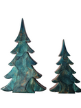 Load image into Gallery viewer, Deep Emerald Green & Copper Resin Wood Christmas Tree | 3D Tabletop Holiday Centerpiece | Jewel Tone Winter Mantel Decor
