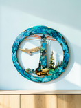 Load image into Gallery viewer, Original Lighthouse & Coastal Landscape Round Wall Art (15.75")
