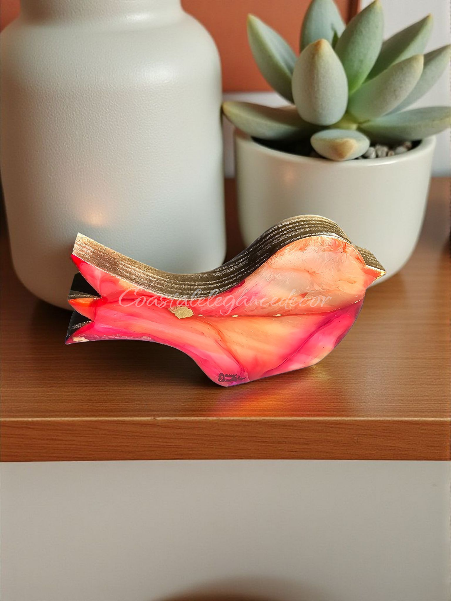 Handmade Birds Chunky Wood and Resin Decorative Figurine Multiple Colors