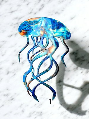 Unique Jellyfish Handcrafted Beach Wall Decoration Resin and Wood