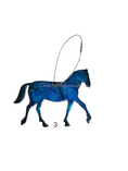 Charger l'image dans la visionneuse de la galerie, Vibrant resin and wood Christmas horse ornament with metallic accents, ideal for festive decor and unique gift ideas.
