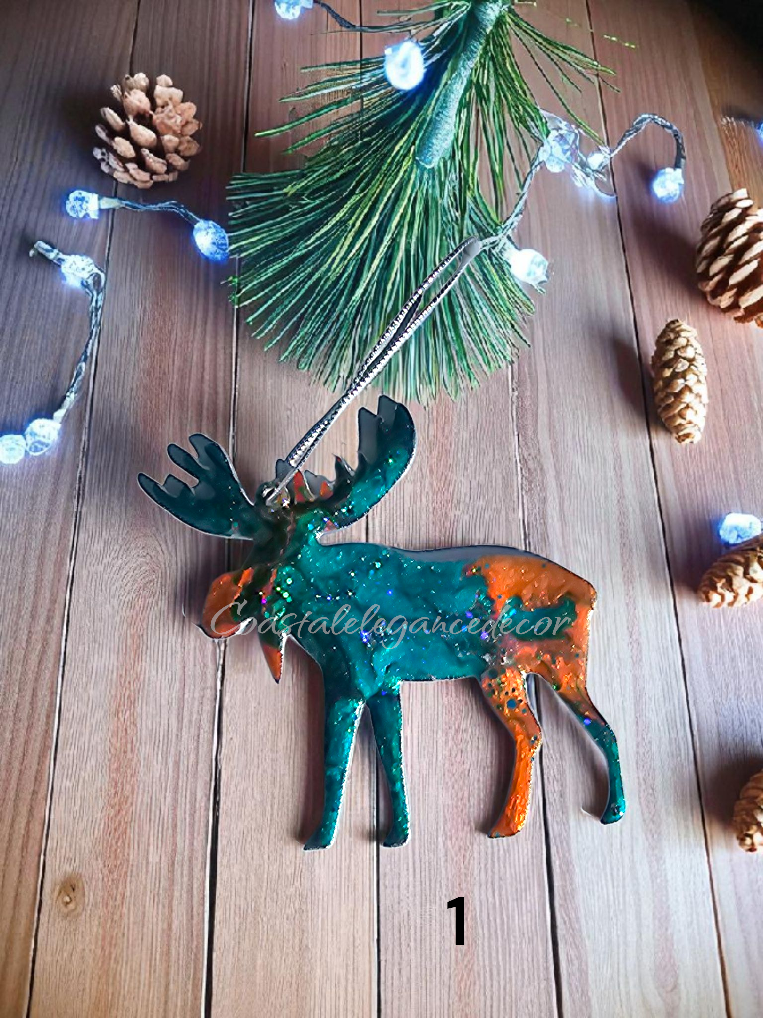 Woodlands Resin and Wood Standing Moose Ornaments