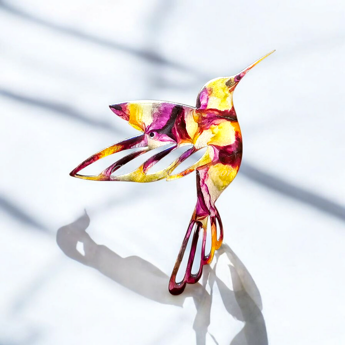 Colorful and Elegant Hummingbirds Wall Decoration Resin on Wood