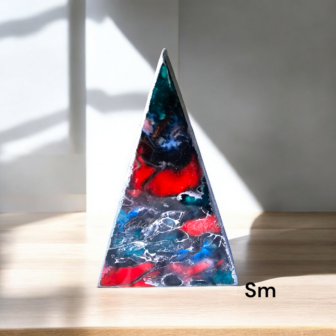 Deep Blue and Red Contemporary Triangle Tabletop Christmas Trees