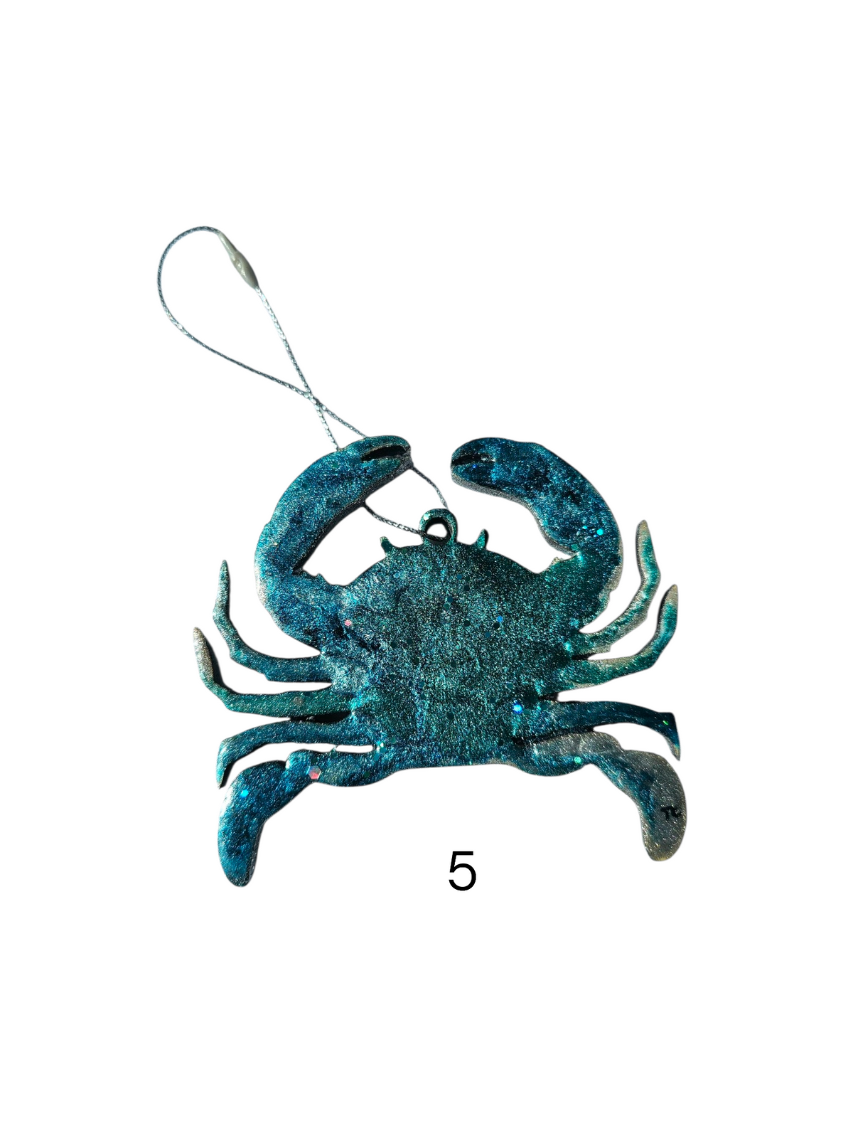 Colorful Sparkly Small Crab Beachy Christmas Resin and Wood Ornament