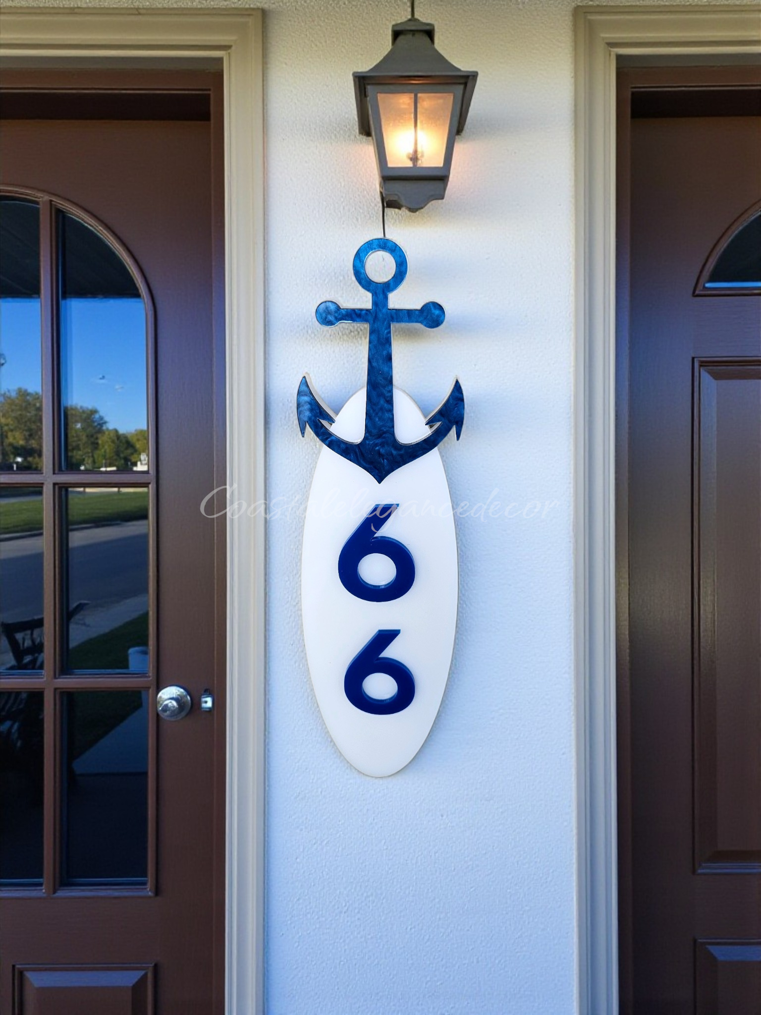 Custom Vertical Anchor 3D Address Sign | Slim Nautical Pillar House Numbers