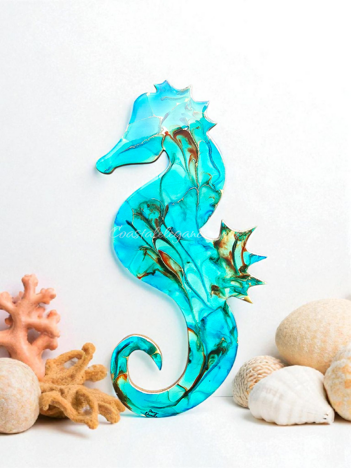Seahorse Wall Decorations Handcrafted Resin and Wood