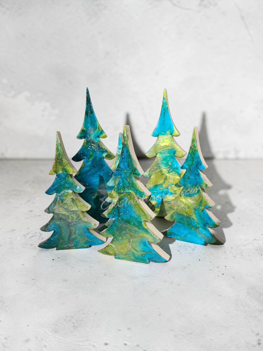 Handcrafted Tabletop Christmas Tree | Luxury Statement Piece | Tealish-Turquoise Blue, Green & Silver