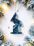 Charger l'image dans la visionneuse de la galerie, Blue and white sparkly handmade pelican resin and wood Christmas ornament 
