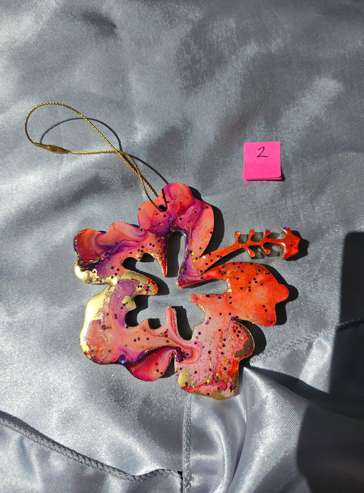 Hibiscus Tropical Flower Colorful Christmas Resin and Wood Ornament