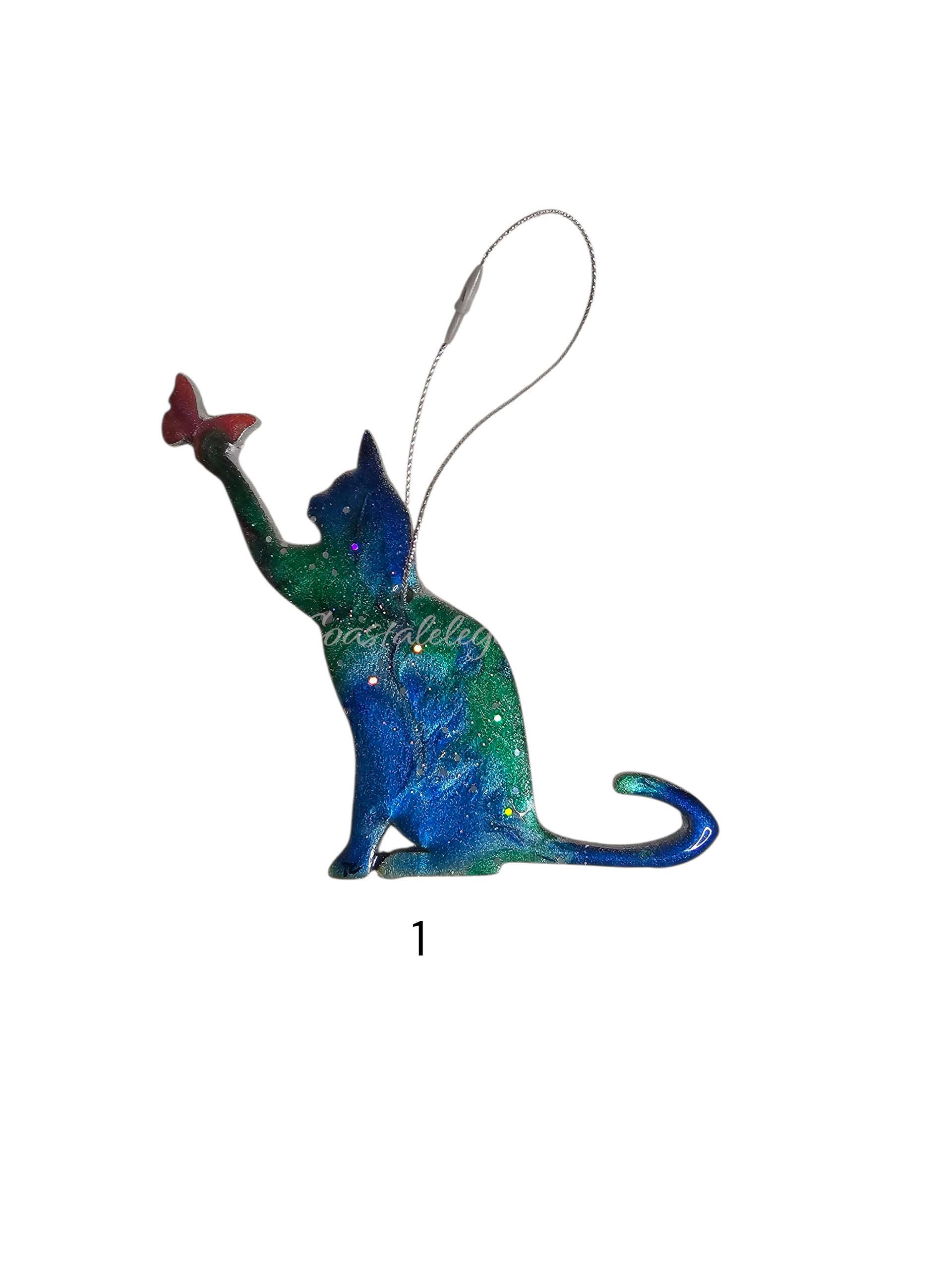 Cat Playing with Butterfly Handmade Christmas Ornaments