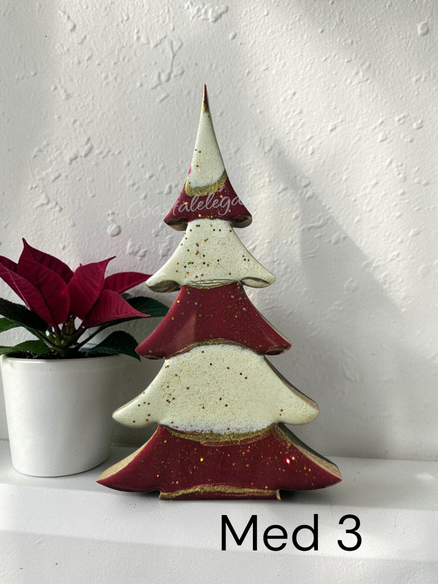 Handcrafted wood and resin candy striped Christmas tree