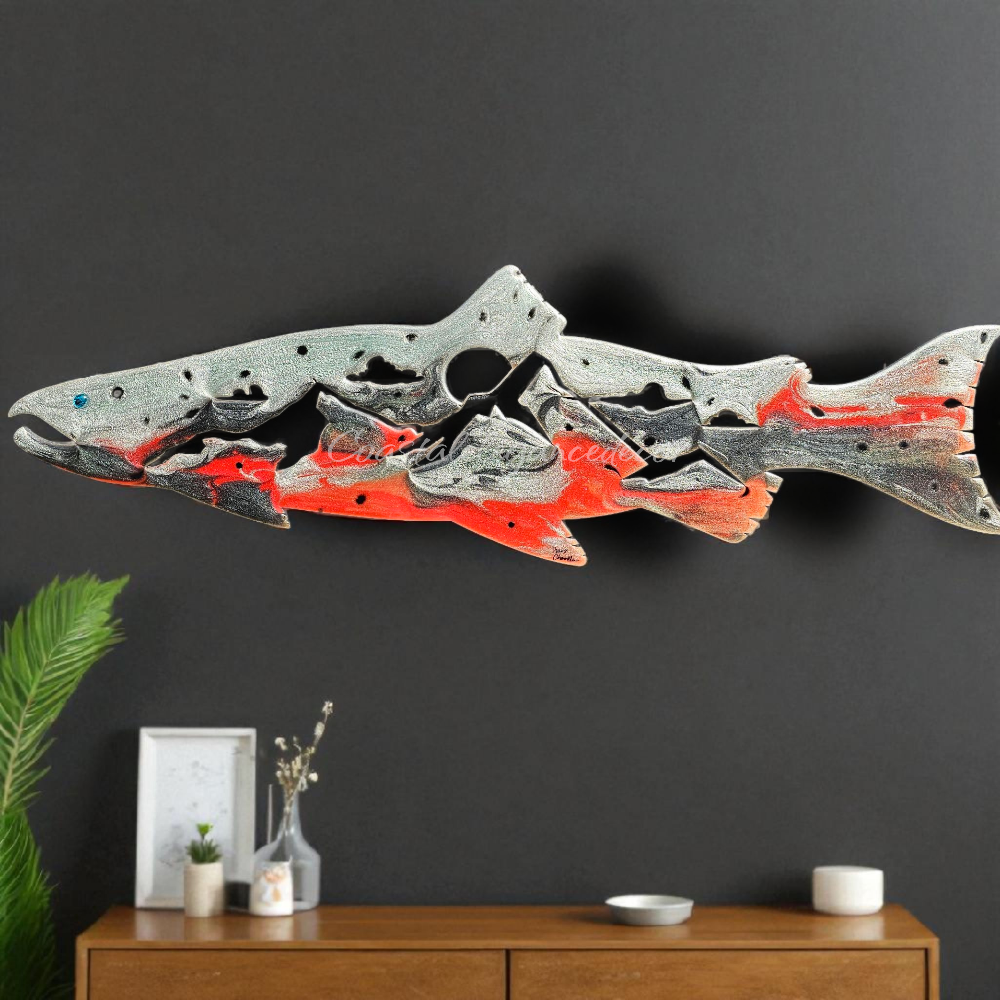 Unique Salmon Fish Resin Cabin Wall Decor