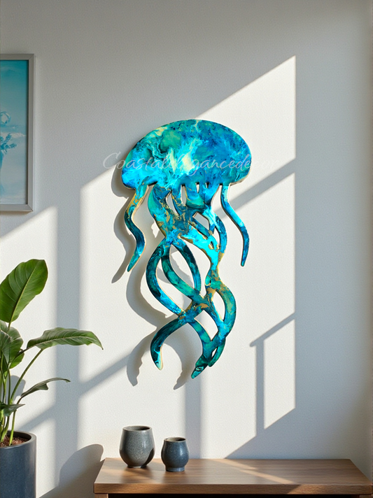 Handcrafted Resin Jellyfish Wall Art | Coastal Beach House Decor