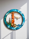 Load image into Gallery viewer, Unique Lighthouse Wall Art with Eagle and Tree Scene in Multiple Colors - 15.75" Round Framed Decor
