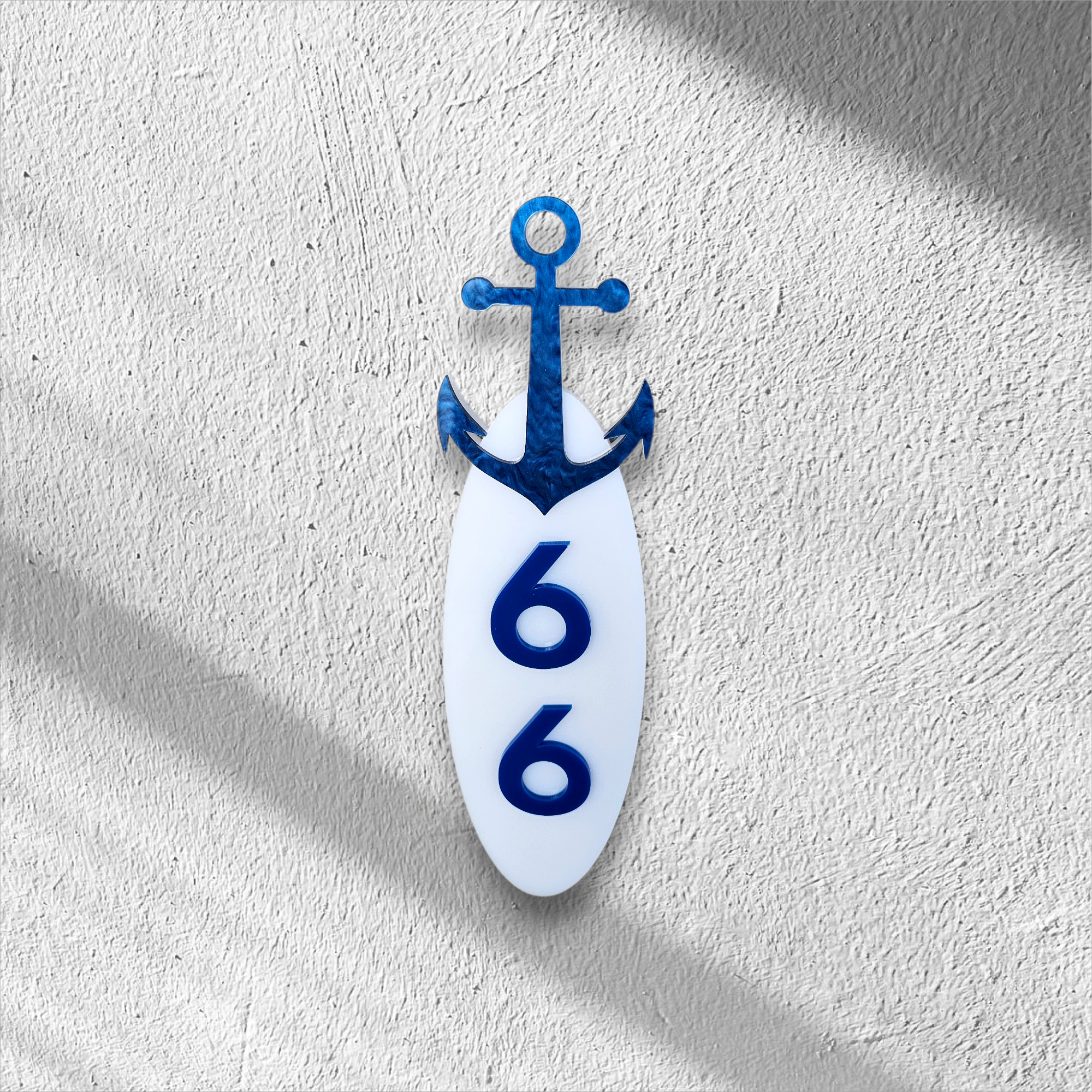 Custom Vertical Anchor 3D Address Sign | Slim Nautical Pillar House Numbers