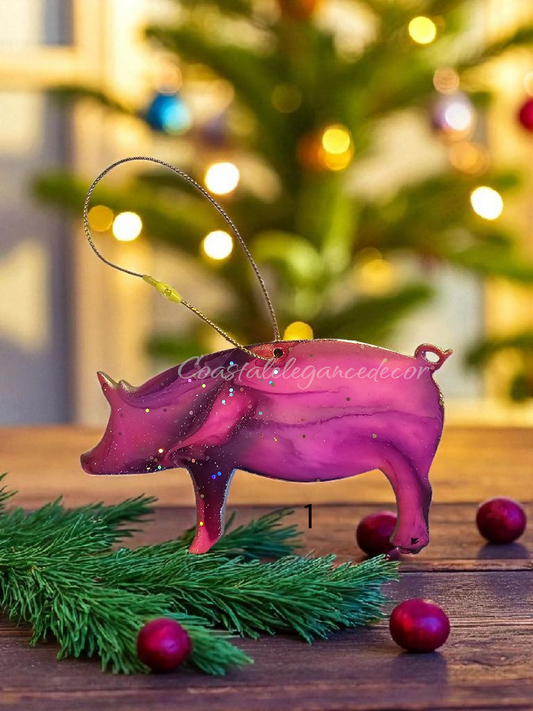 Handmade Barnyard Farm Pig Christmas Tree Ornaments