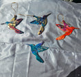 Charger l'image dans la visionneuse de la galerie, Sparkly Handmade Resin and Wood Hummingbird Christmas Ornaments
