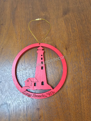 Personalized Wood Lighthouse Ornament Custom Your Name