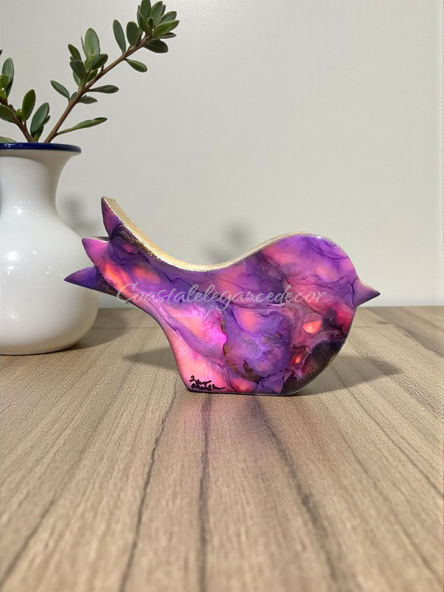 Handmade Birds Chunky Wood and Resin Decorative Figurine Multiple Colors