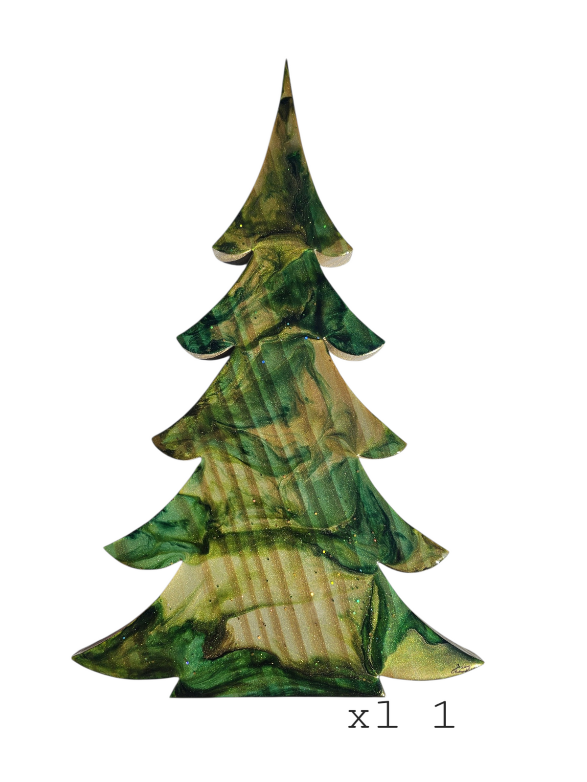 Handcrafted Resin & Wood Holiday Trees (8", 12", & 15") Green