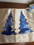 Load image into Gallery viewer, Medium Handmade Lavender Blues and Gold Resin Wood Christmas Tree, beautifully handcrafted with vibrant colors and glitter, ideal for any holiday setting.
