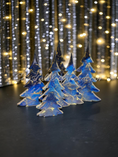 Charger l'image dans la visionneuse de la galerie, Rich Indigo Blue and Gold Handmade Resin and Wood Christmas Trees
