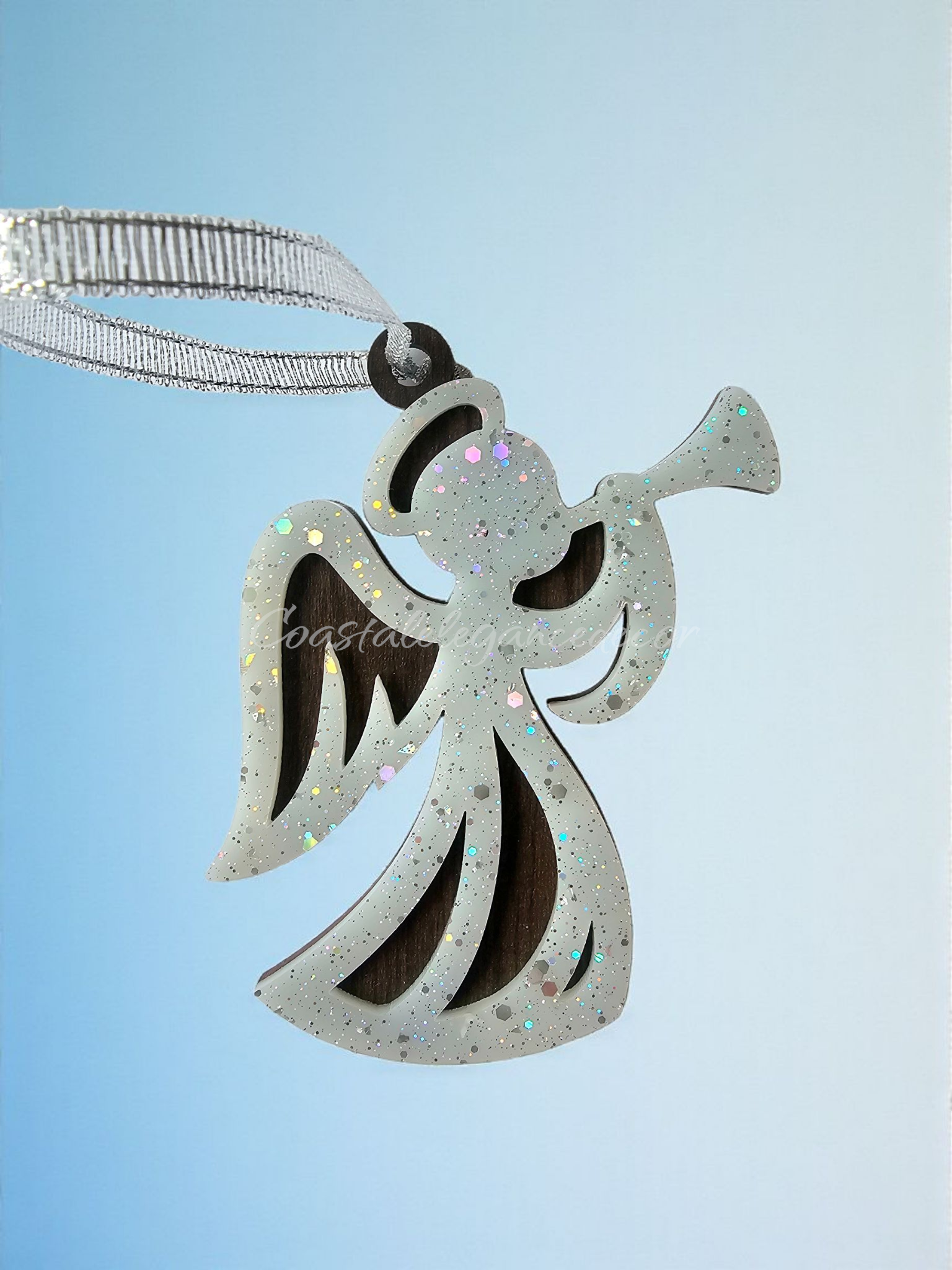 Silver Glitter Layered Angels or Nativity Ornaments - Handcrafted Christmas Decor