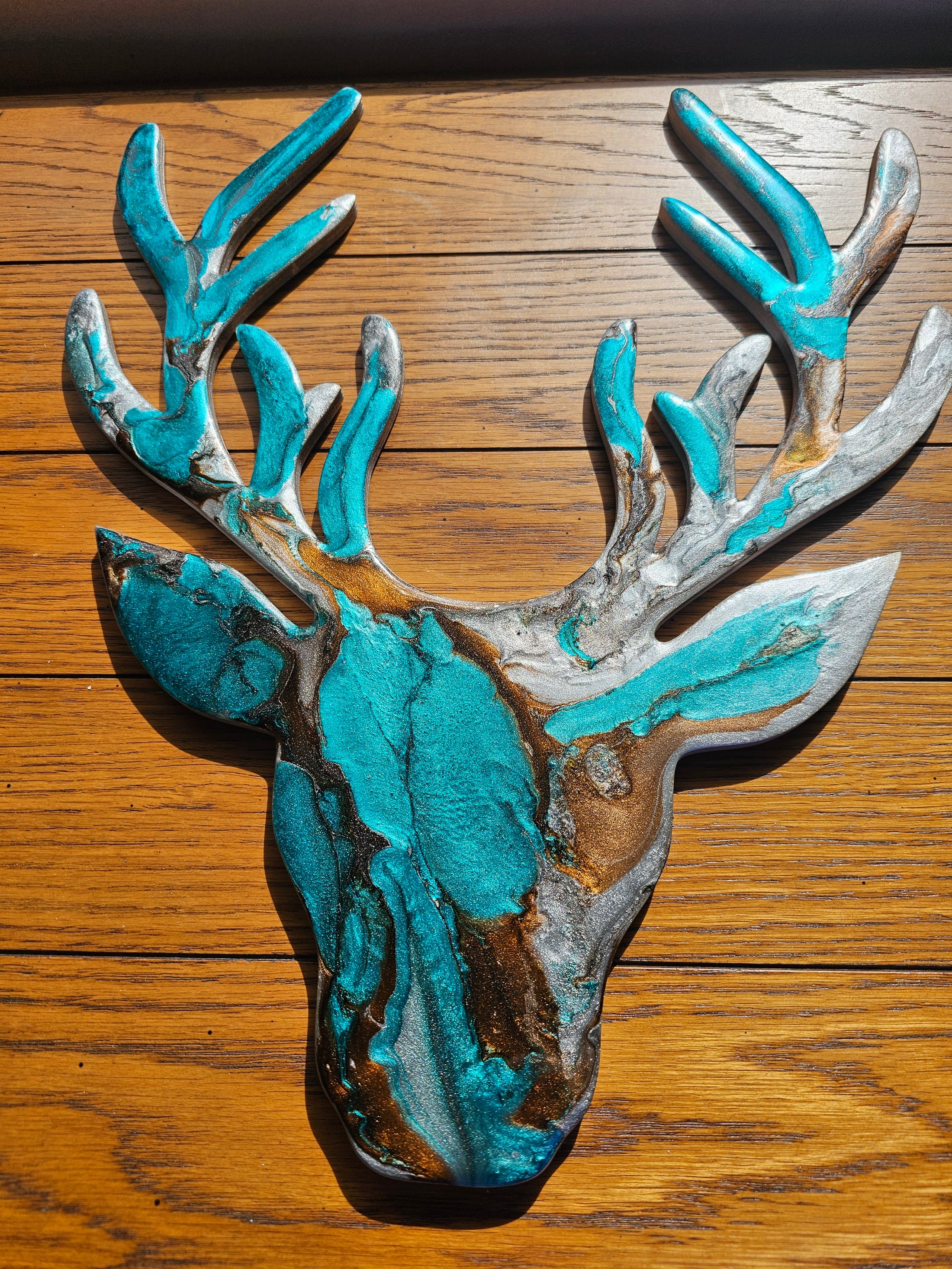 Silver Shimmer Handcrafted Resin Wildlife Deer Wall Decor – 15" x 12.5"