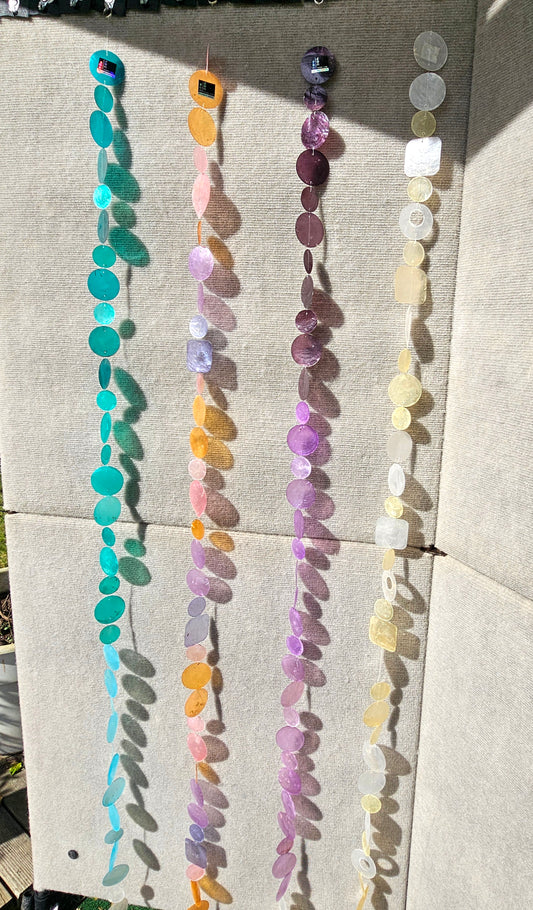Sunrise Glow Capiz Shell Strands | 72" Handmade Bali Wind Chime