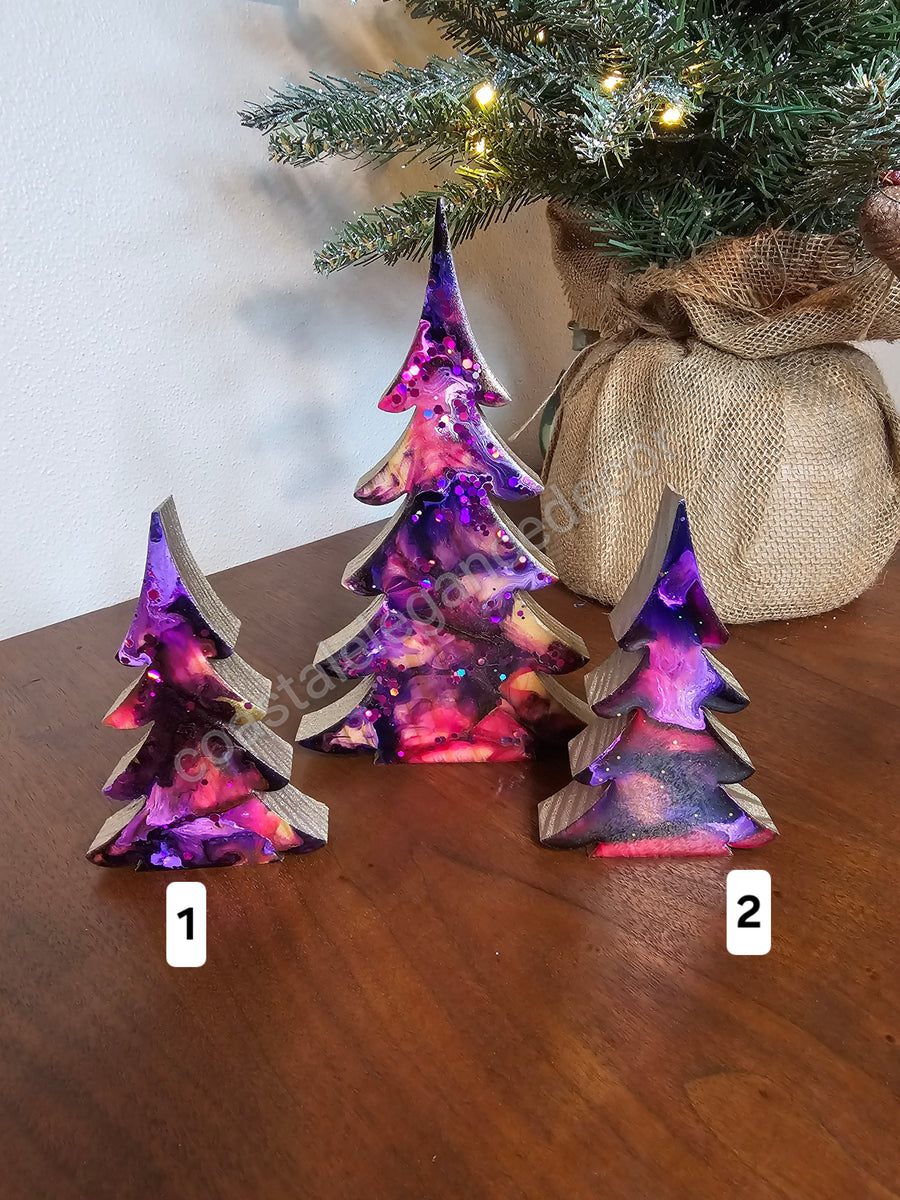 Contemporary Christmas Trees with Branches Holiday Tabletop Decoration Purple Lg or Sm