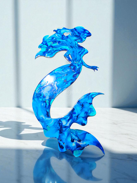 Large Handmade Mermaid Wall Art – Vibrant Colors with Curvy Hair & Heart Cutout