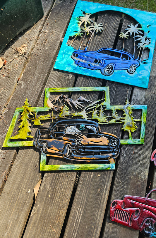 1957 Chevy Handmade Wood and Resin Garage Car Art Multiple Colors