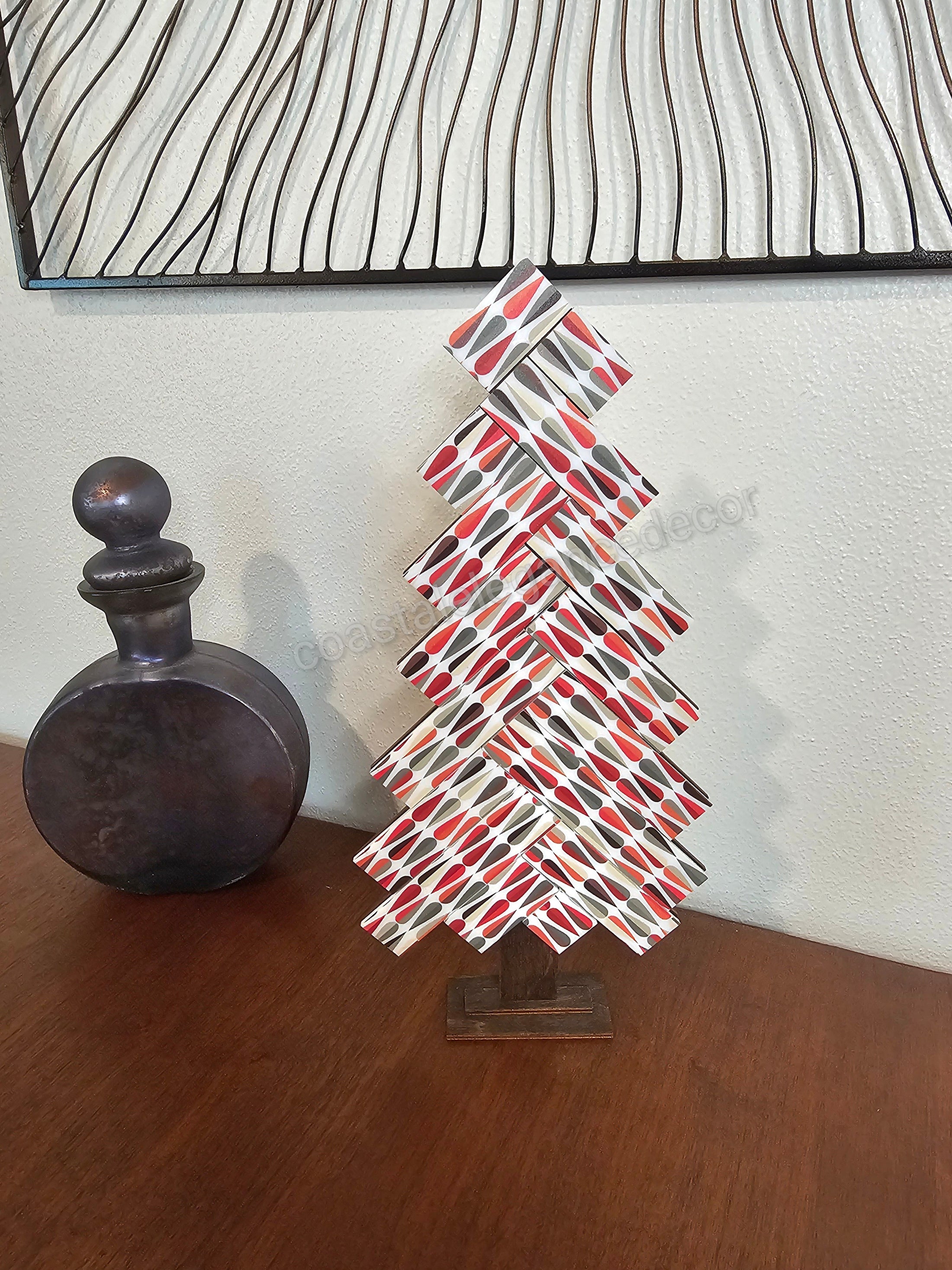 Handmade Herringbone Patterned Acrylic Retro Mid Century Modern Christmas Tree