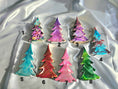 Charger l'image dans la visionneuse de la galerie, Artistic handcrafted 5-Inch Christmas Trees with Colorful Resin and Wood for Holiday Tabletop Decor featuring unique designs and textures.
